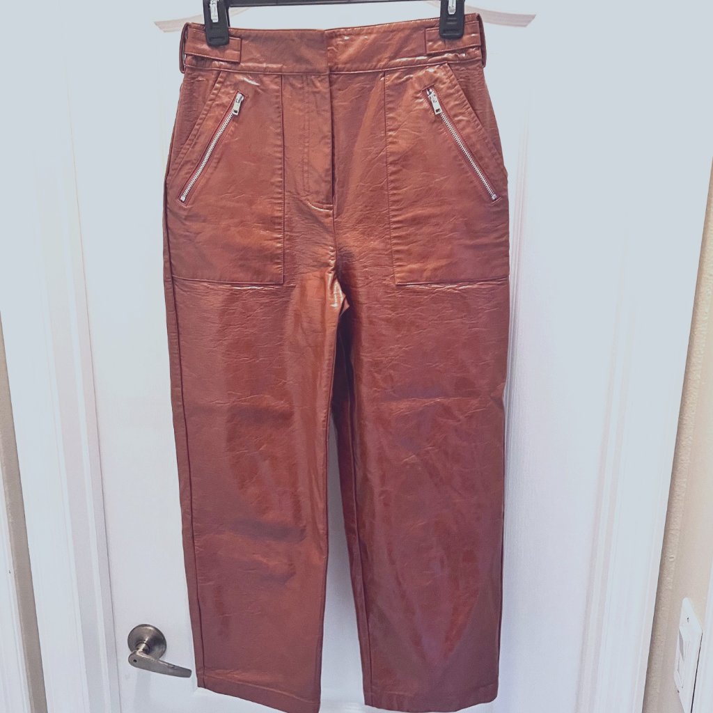 Royalty By Maluma Faux Leather Cropped Pants/Capris-Size 0-Camel/Tan-Trendy-Fun